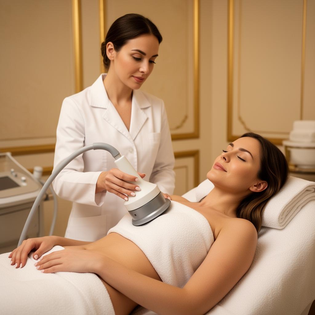 Applicateur de cryolipolyse en action